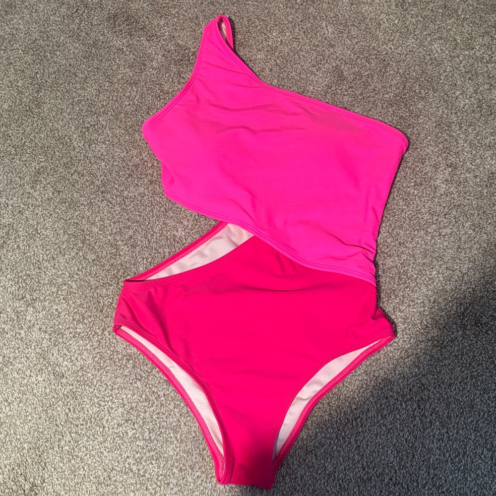 Pink One-Shoulder Swimsuit